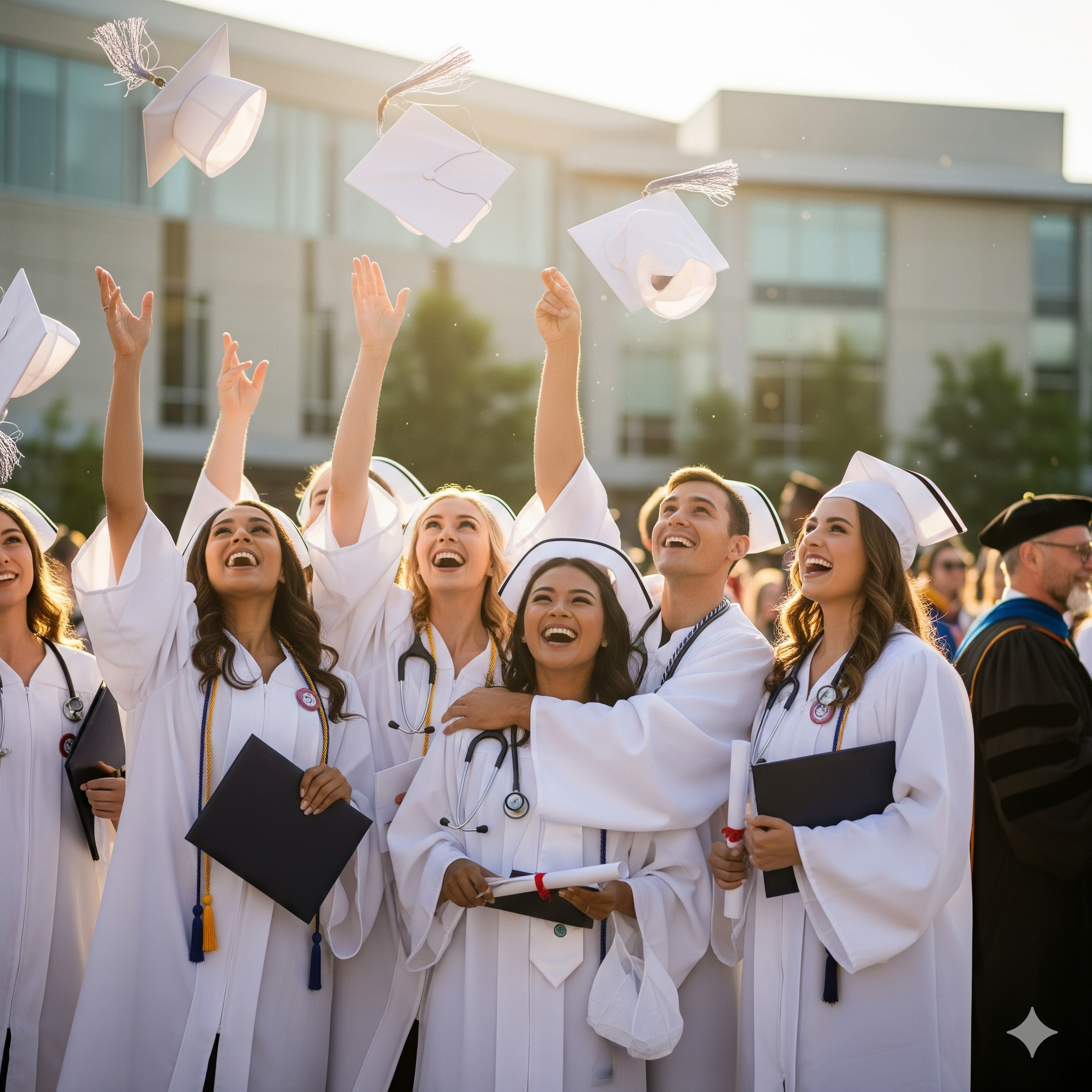 Nursing students studying
